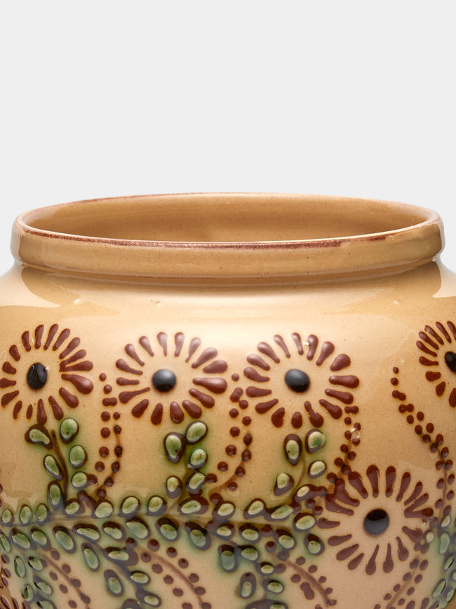 Poterie d’Évires - Flowers Hand-Painted Ceramic Vase (5in/13cm) - Cream - ABASK