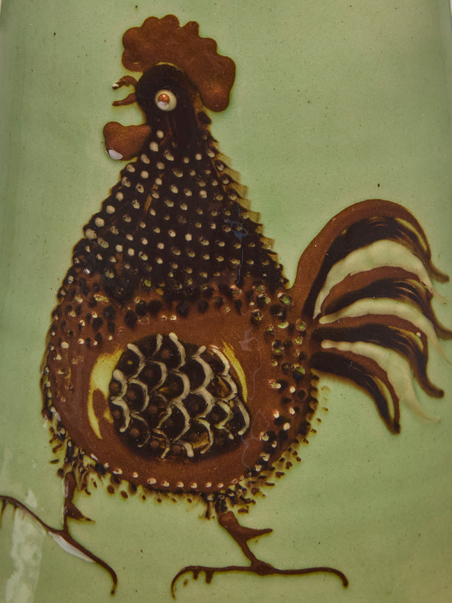 Poterie d’Évires - Chickens Hand-Painted Ceramic Large Milk Jug - Green - ABASK