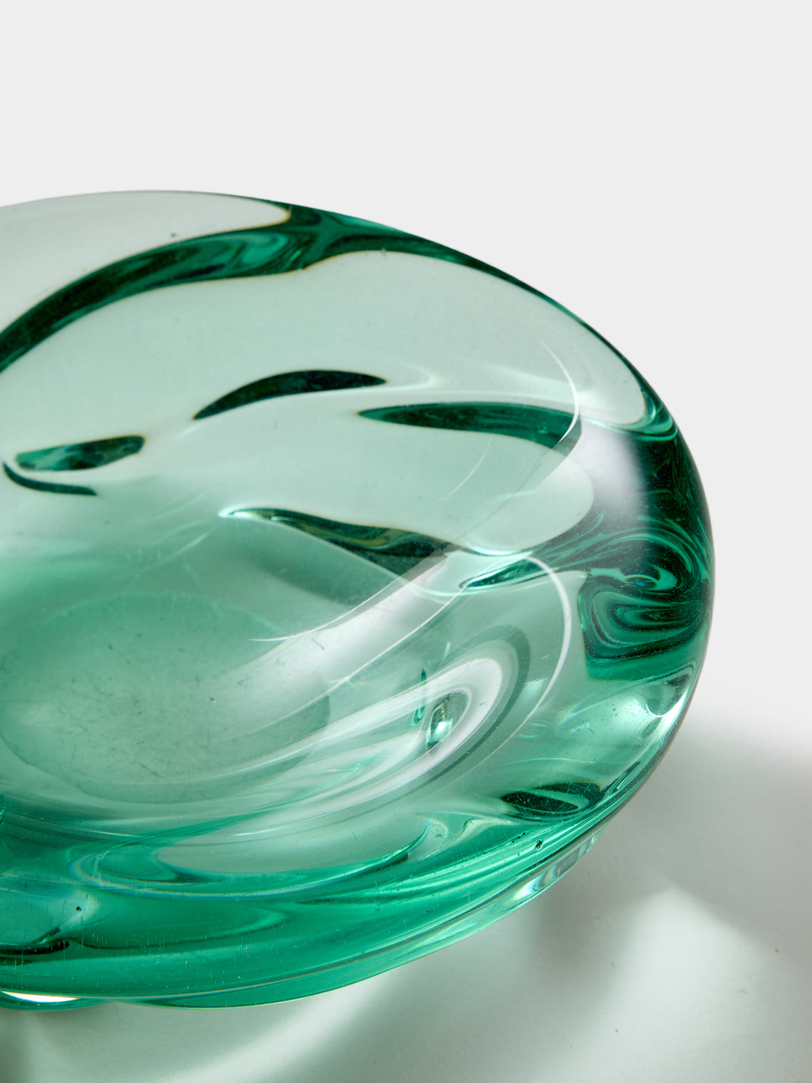 Antique and Vintage - 1940s Seguso Murano Glass Ashtray - Green - ABASK