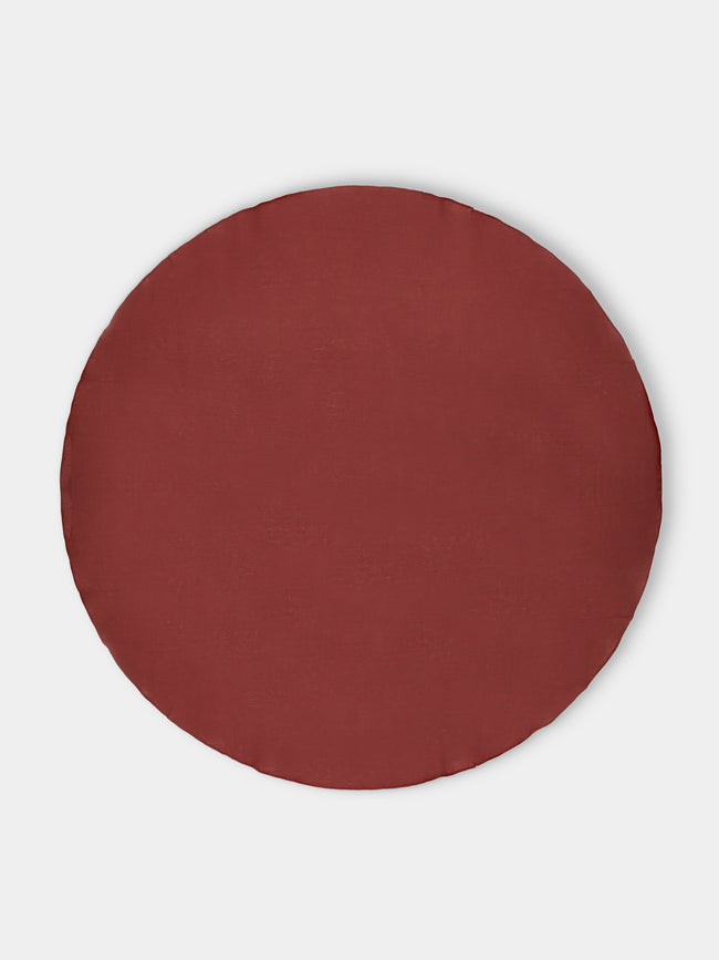 Volga Linen - Linen Round Tablecloth (110in/2.8m) - Red - ABASK - 