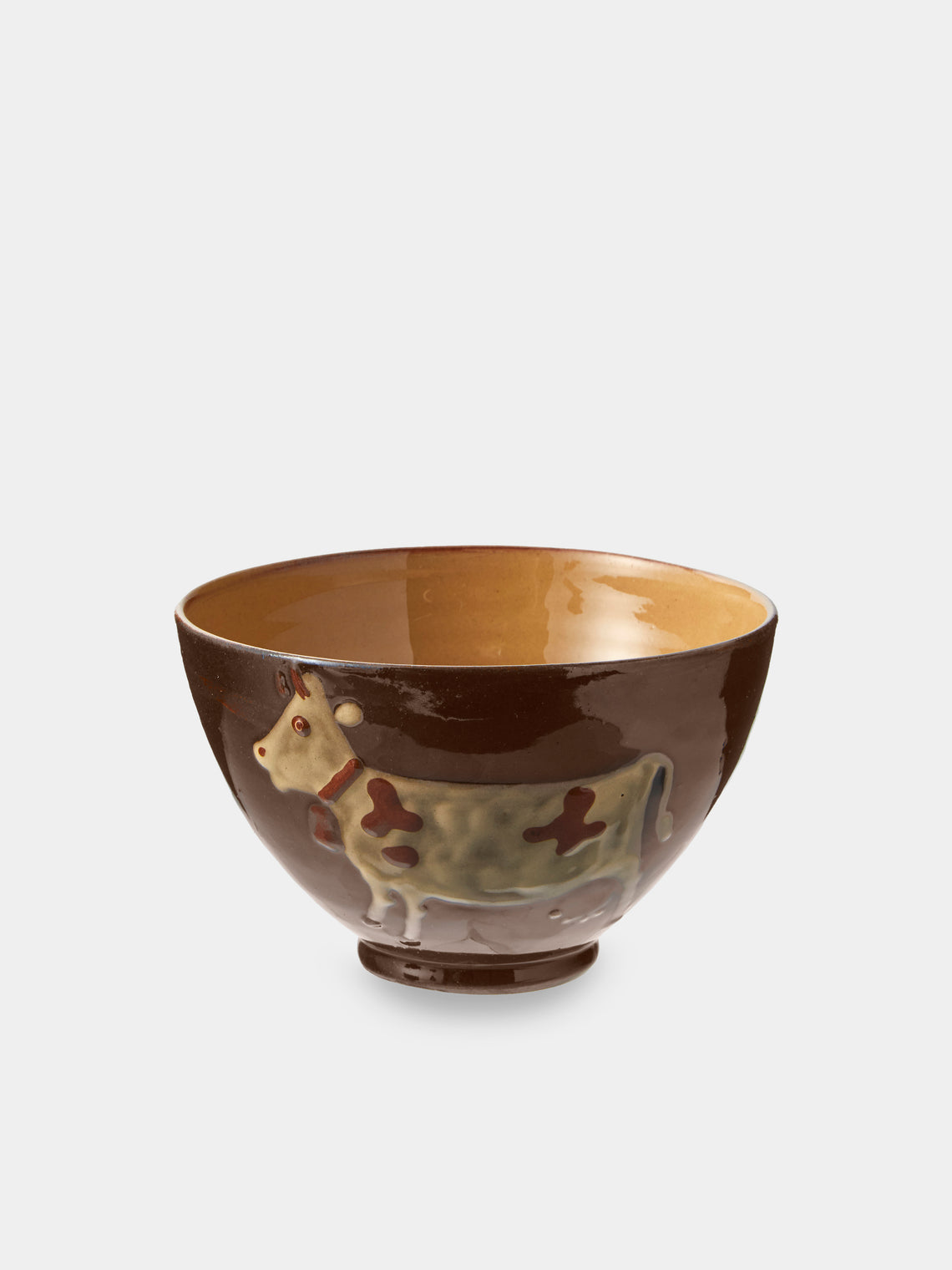 Poterie d’Évires - Cows Hand-Painted Ceramic Small Bowls (Set of 4) - Dark Brown - ABASK
