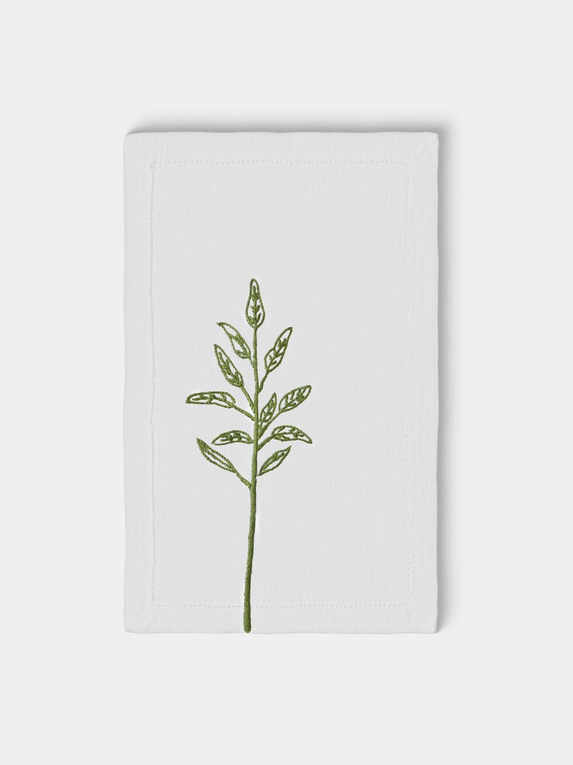 Taf Firenze - | Set of 6 | Fauna Hand-Embroidered Linen Cocktail Napkins - White - ABASK