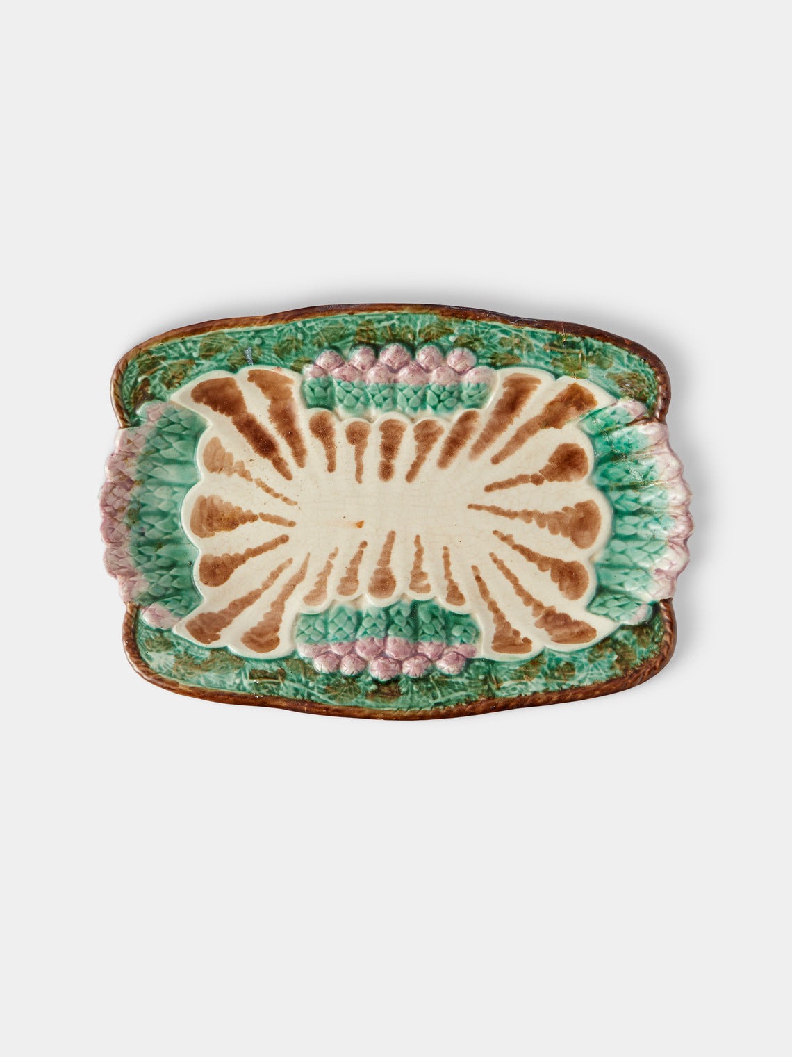 Antique and Vintage - 1950s Ceramic Asparagus Serving Dish on Platter - Multiple - ABASK