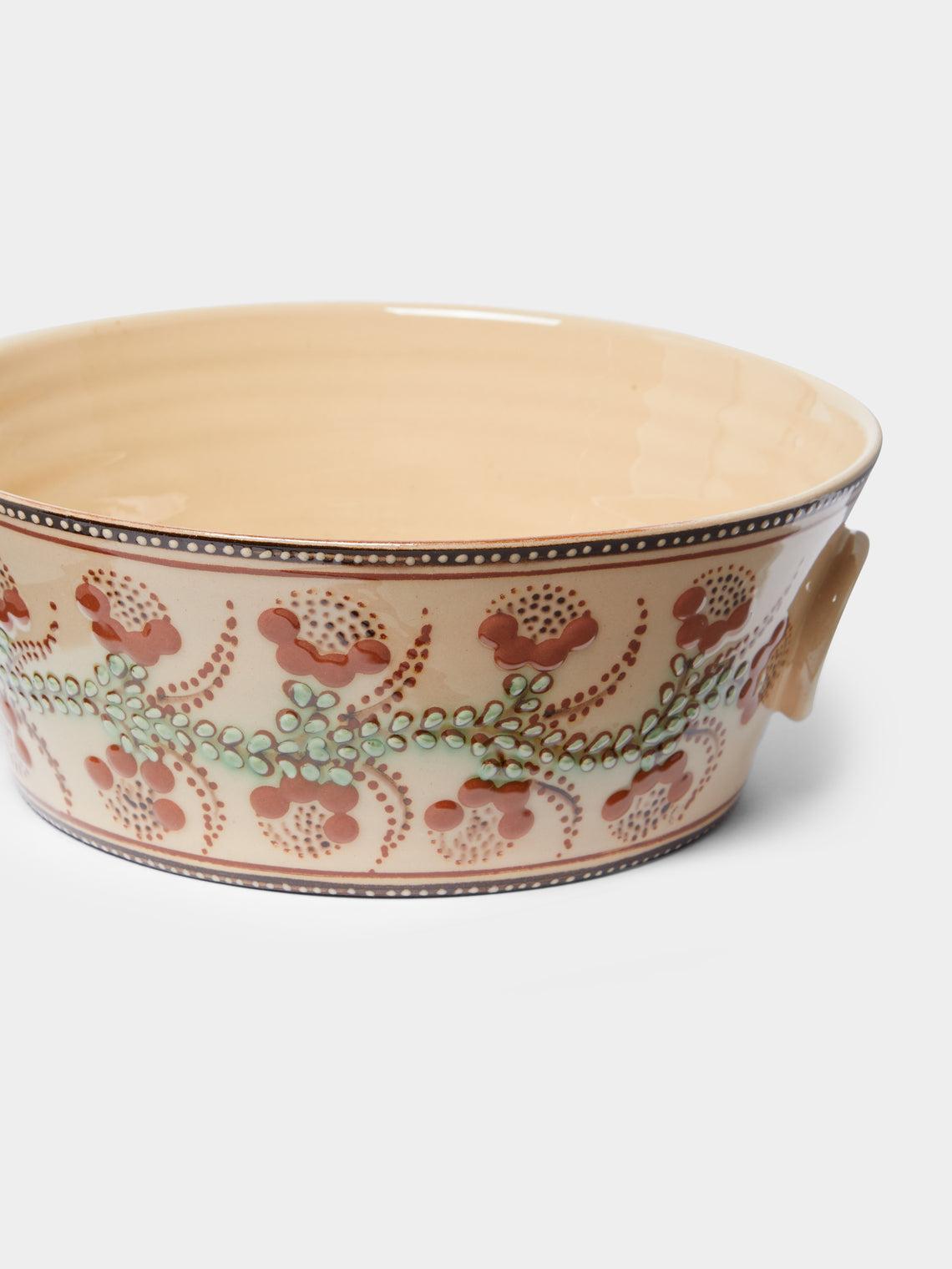Poterie d’Évires - Flowers Hand-Painted Ceramic Handled Serving Bowl -  - ABASK