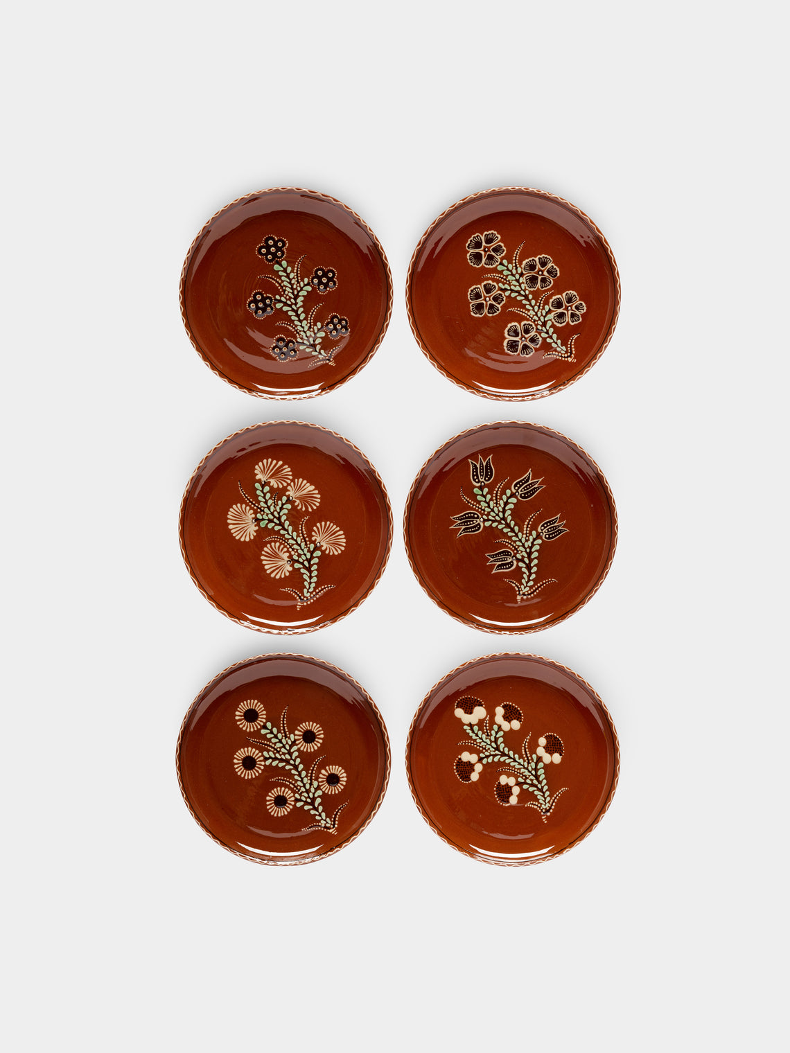 Poterie d’Évires - Flowers Hand-Painted Ceramic Small Plates (Set of 6) -  - ABASK - 