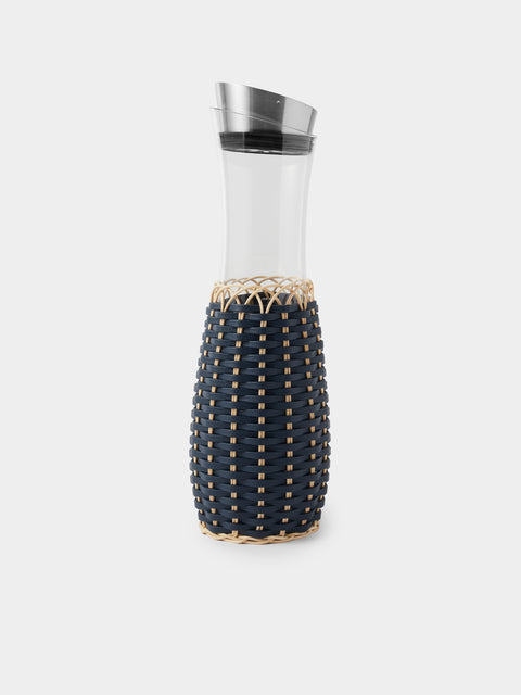 Pigment France - Dijon Leather and Rattan Carafe with Pourer - Blue - ABASK - 