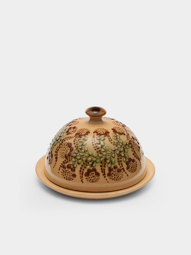 Poterie d’Évires - Flowers Hand-Painted Ceramic Small Lidded Butter Dish - Cream - ABASK - 