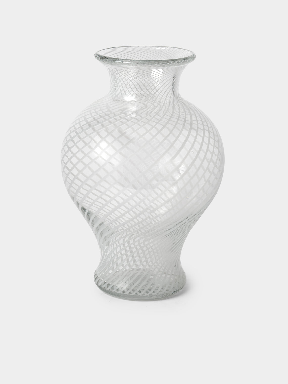 Antique and Vintage - 1970s F3 International Murano Glass Vase (15in/38cm) - Clear - ABASK - 