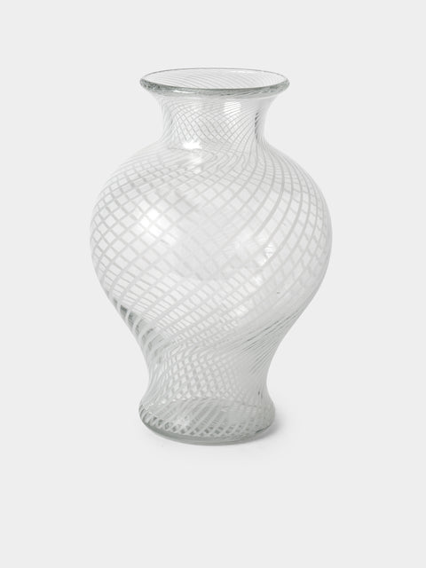 Antique and Vintage - 1970s F3 International Murano Glass Vase (15in/38cm) - Clear - ABASK - 