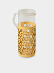 RUDI - Messina Leather and Glass Pitcher (42oz/1.2L) - Yellow - ABASK - 