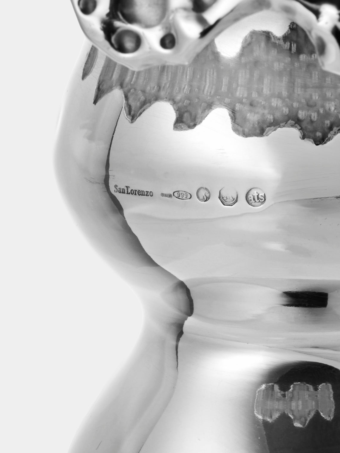 San Lorenzo - 1997 Afra and Tobia Scarpa Pure Silver and Glass Vase (8in/20.5cm) - Silver - ABASK