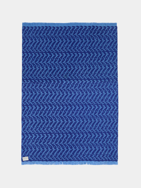 Saved NY - Cashmere Printed Throw (71in/1.8m) - Blue - ABASK - 