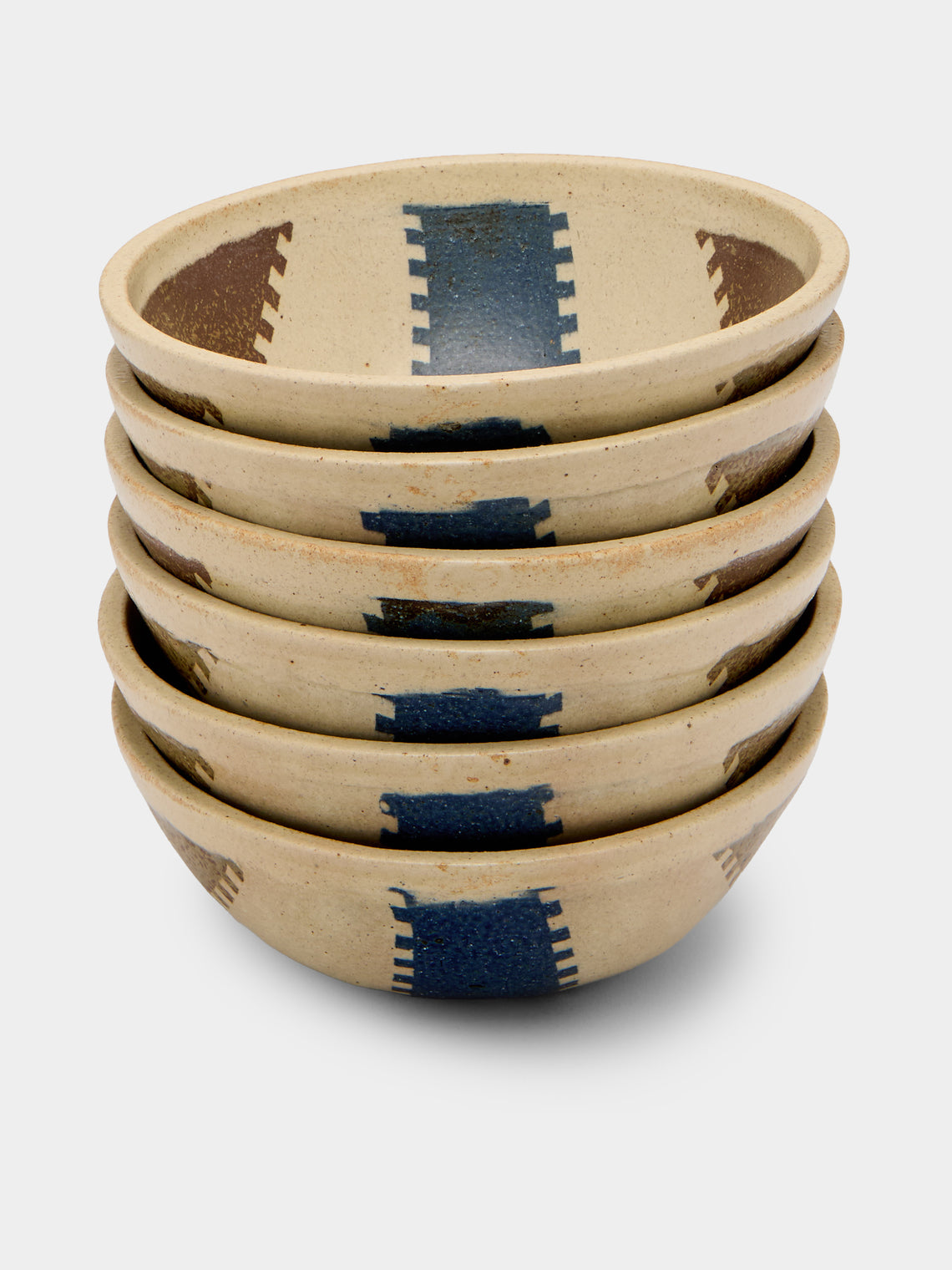 Makidani-gama - No. 1 Nerikomi Ceramic Large Bowls (Set of 6) - Multiple - ABASK