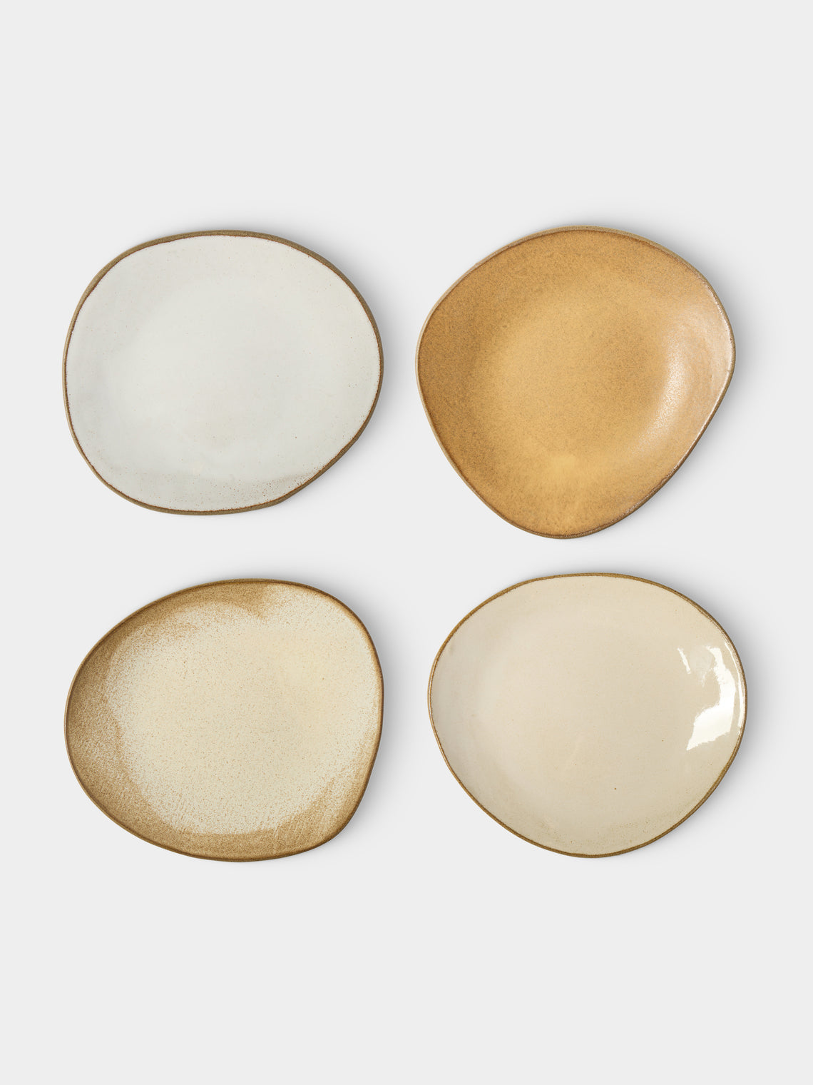 Hana Karim Studio - Hand-Built Ceramic Dessert / Salad Plates – 7in/18cm (Set of 4) - Cream - ABASK - 