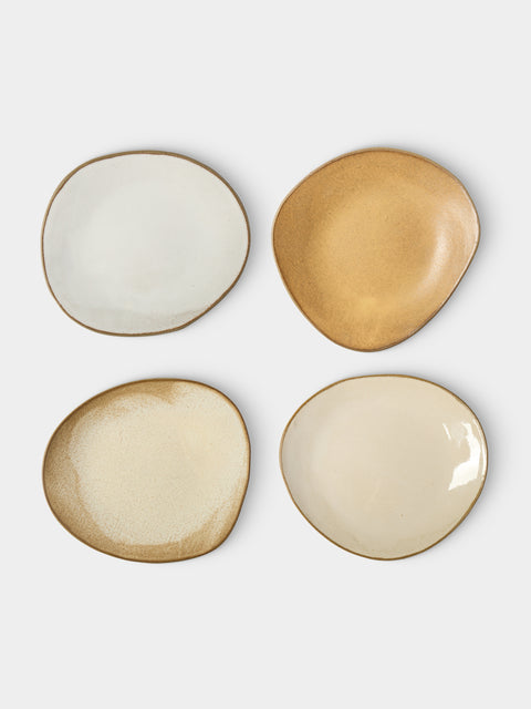Hana Karim Studio - Hand-Built Ceramic Dessert / Salad Plates – 7in/18cm (Set of 4) - Cream - ABASK - 