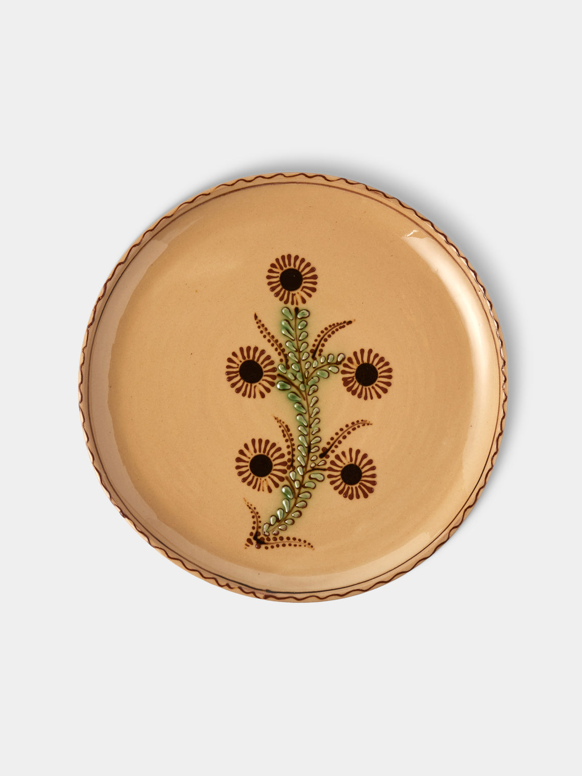 Poterie d’Évires - Flowers Hand-Painted Ceramic Plates – 9.5in/24cm (Set of 8) - Cream - ABASK