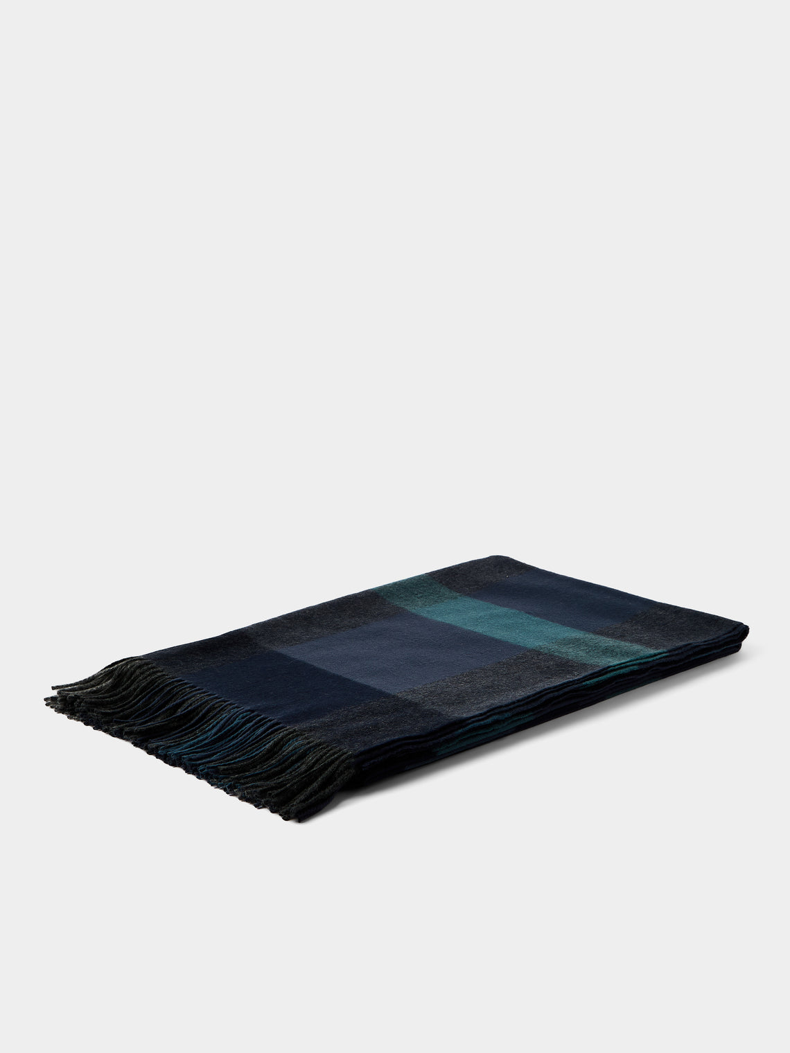 Johnstons of Elgin - Umbra Plaid Cashmere Throw (75in/1.9m) - Blue - ABASK