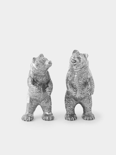 Au Bain Marie - | Set of 2 | Bear Pewter Salt and Pepper Shakers - Silver - ABASK - 