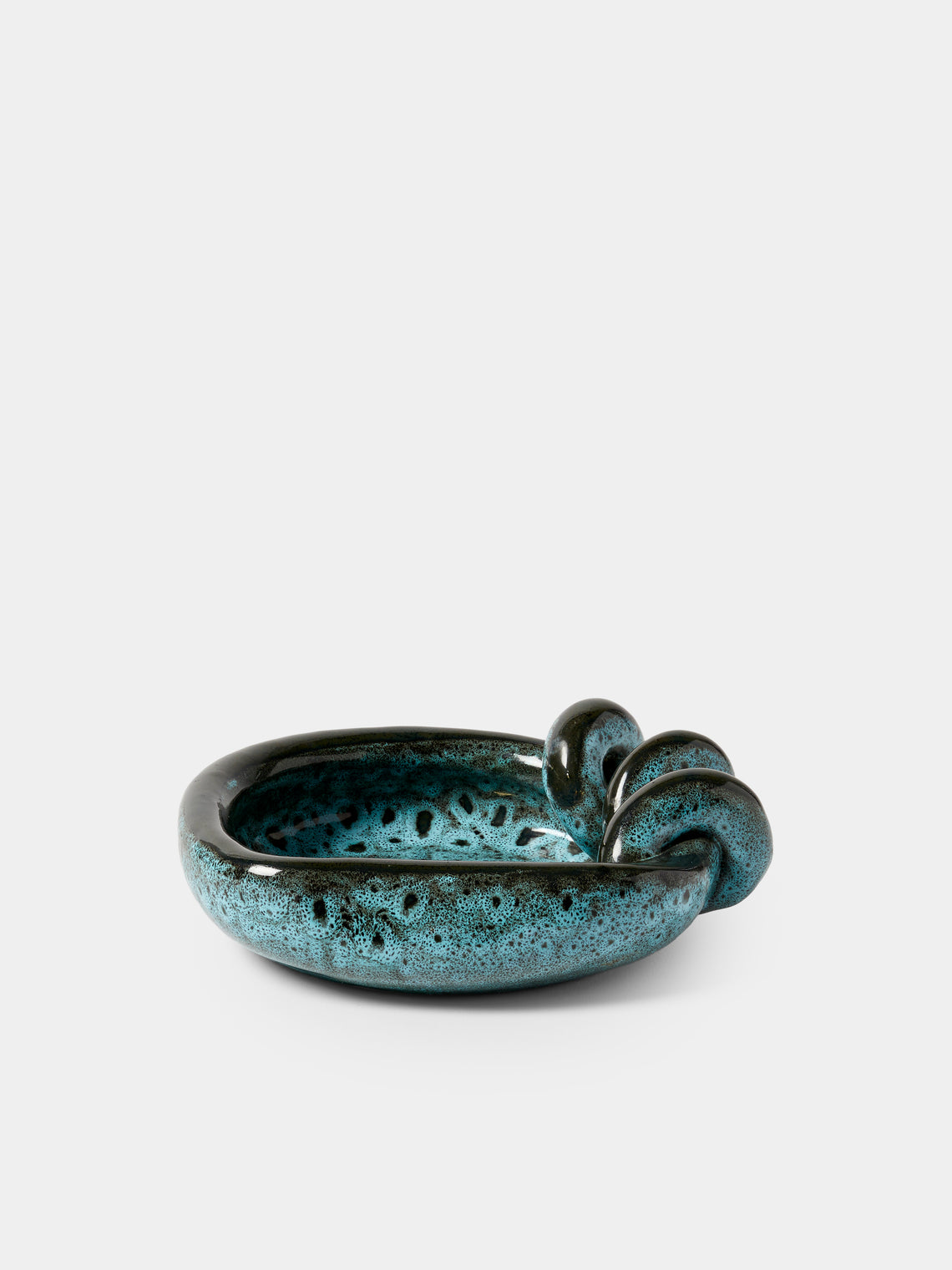 Antique and Vintage - Mid-Century Accolay Ceramic Trinket Bowl - Blue - ABASK