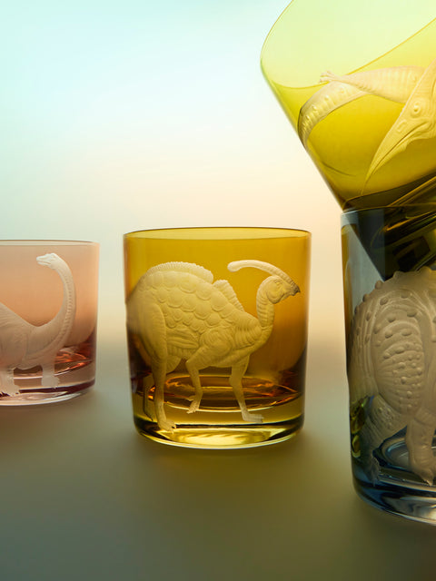 Artel - Dinosaur Hand-Engraved Crystal Tumbler - Mustard - ABASK