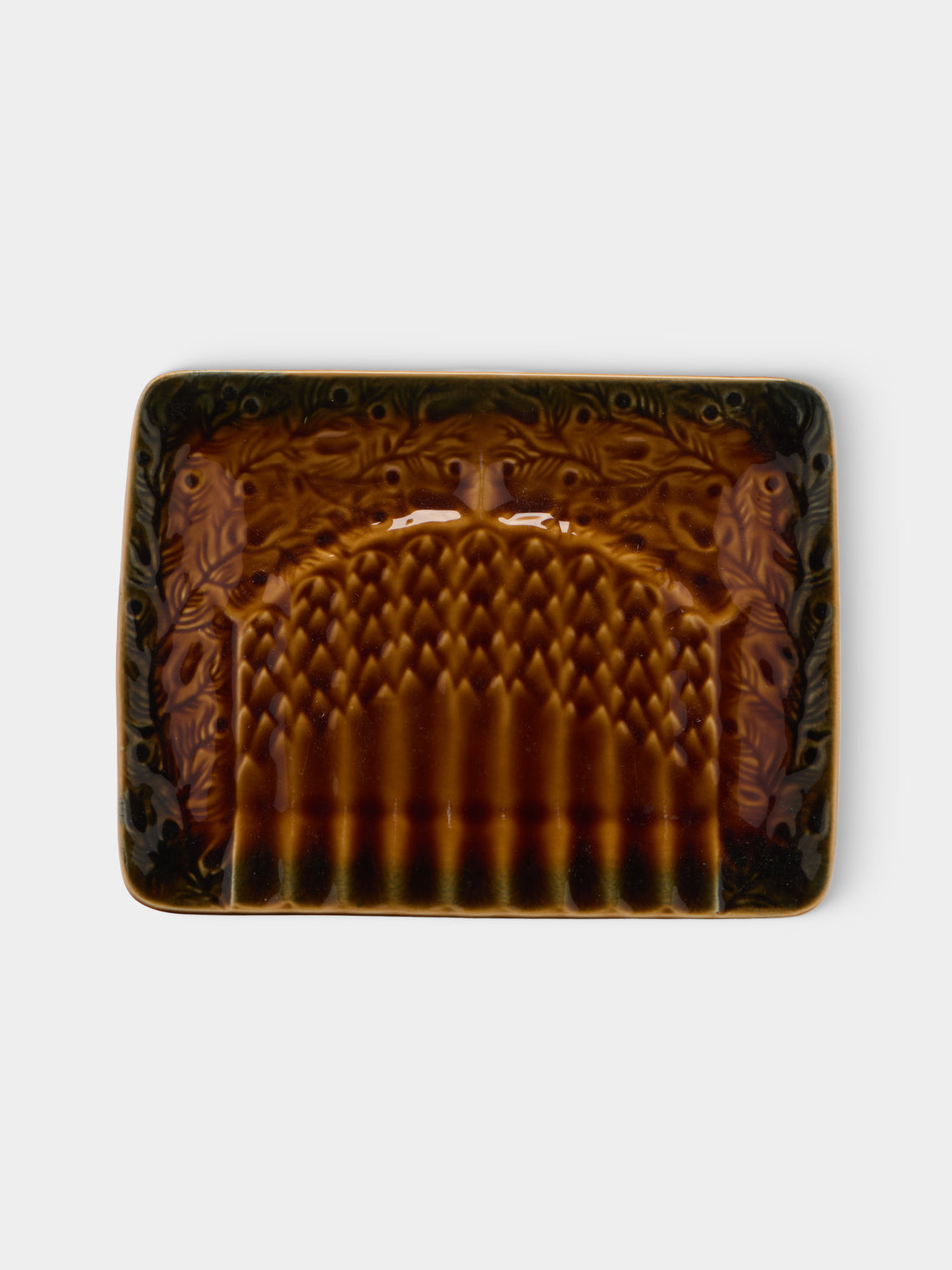 Antique and Vintage - Mid-Century Majolica Ceramic Asparagus Plates (Set of 3) - Brown - ABASK