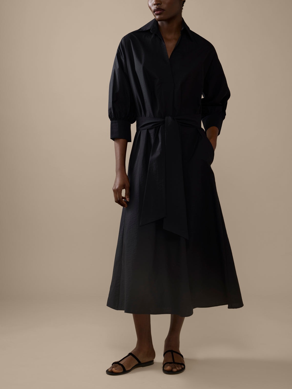 A.Shirt - Cordelia Linen Dress | Size: S - Black - ABASK
