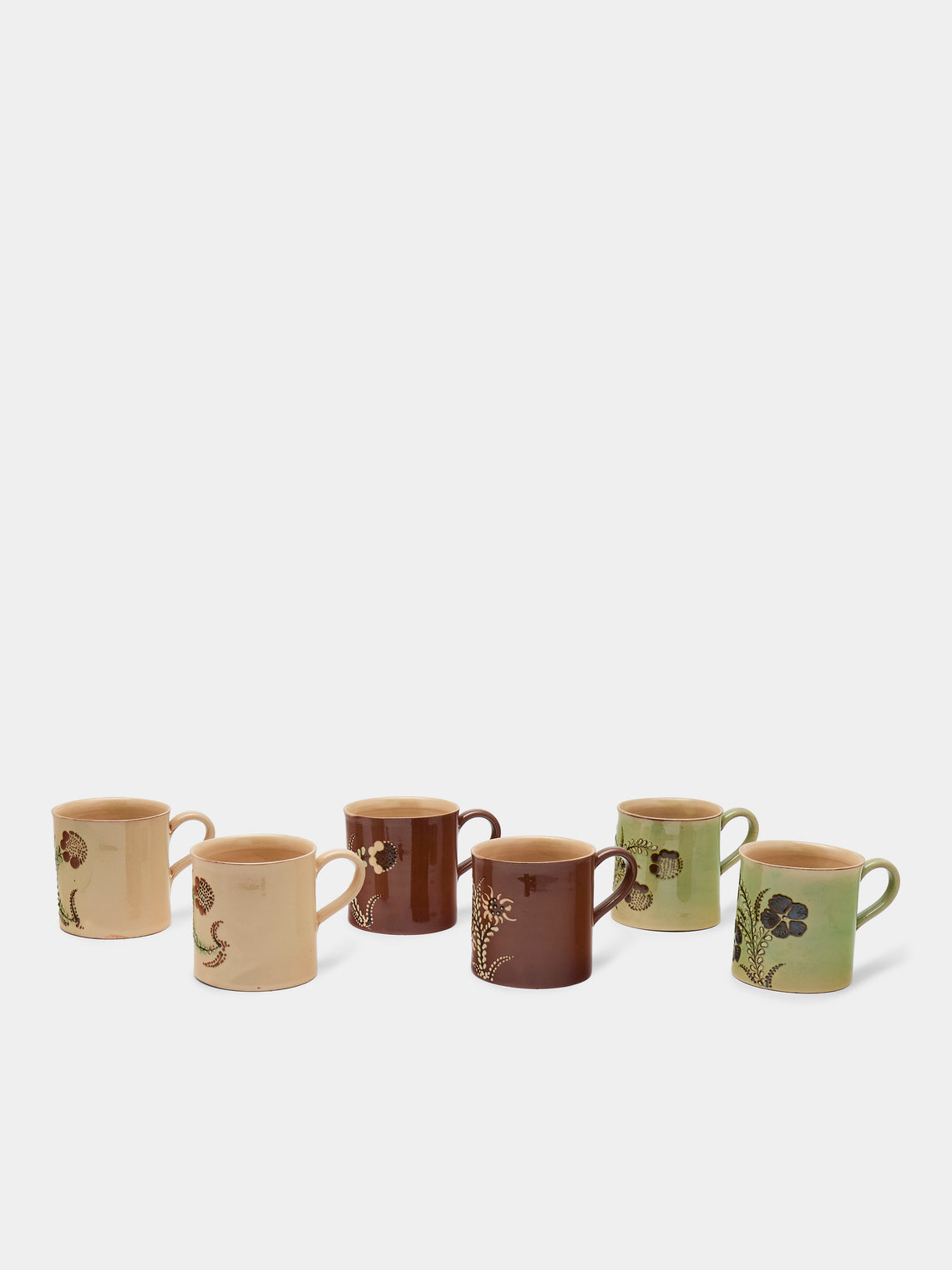 Poterie d’Évires - Flowers Hand-Painted Ceramic Mugs (Set of 6) - Multiple - ABASK
