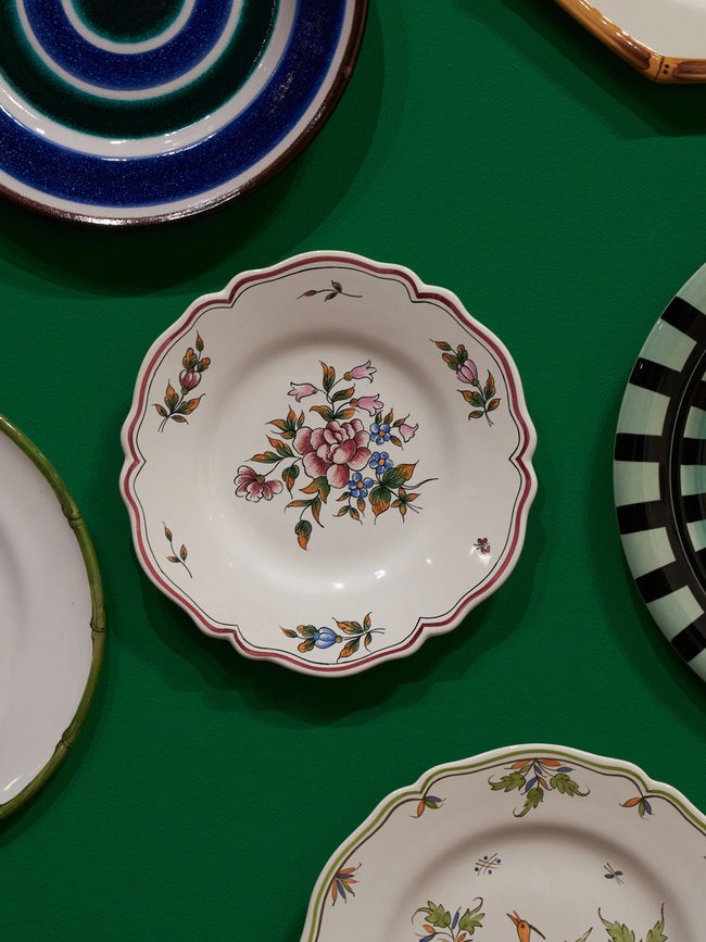 Bourg Joly Malicorne - Strasbourg Fleurs Hand-Painted Ceramic Dessert Plate -  - ABASK