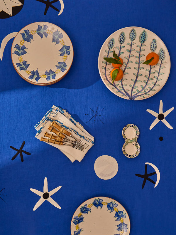 Cosmic Hand-Embroidered Linen Rectangular Tablecloth (118in/3m)