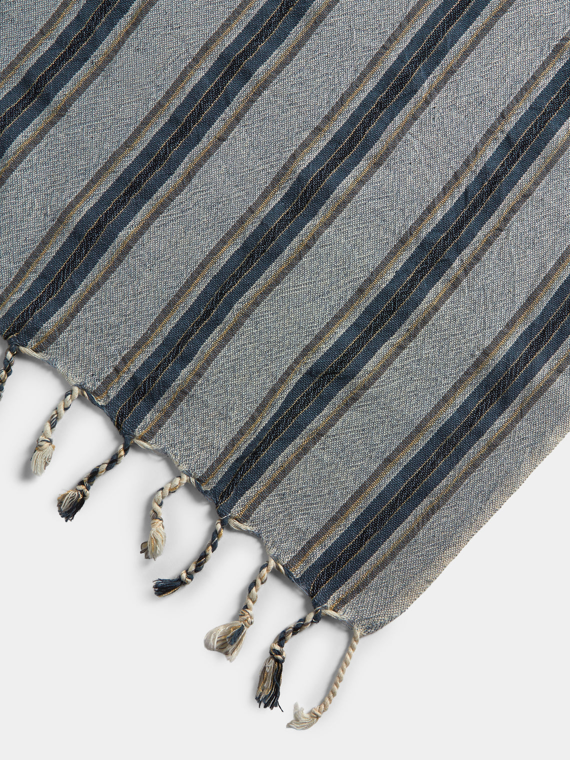 Mizar & Alcor - Luna Handwoven Linen and Cotton Towels (Set of 2) - Blue - ABASK