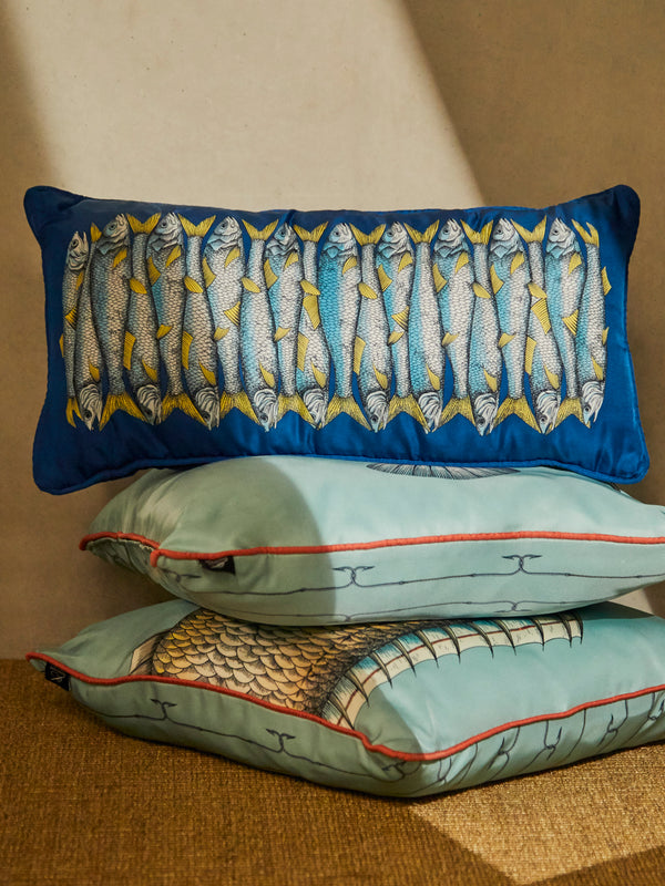 Fornasetti - Sardine Silk Cushion -  - ABASK