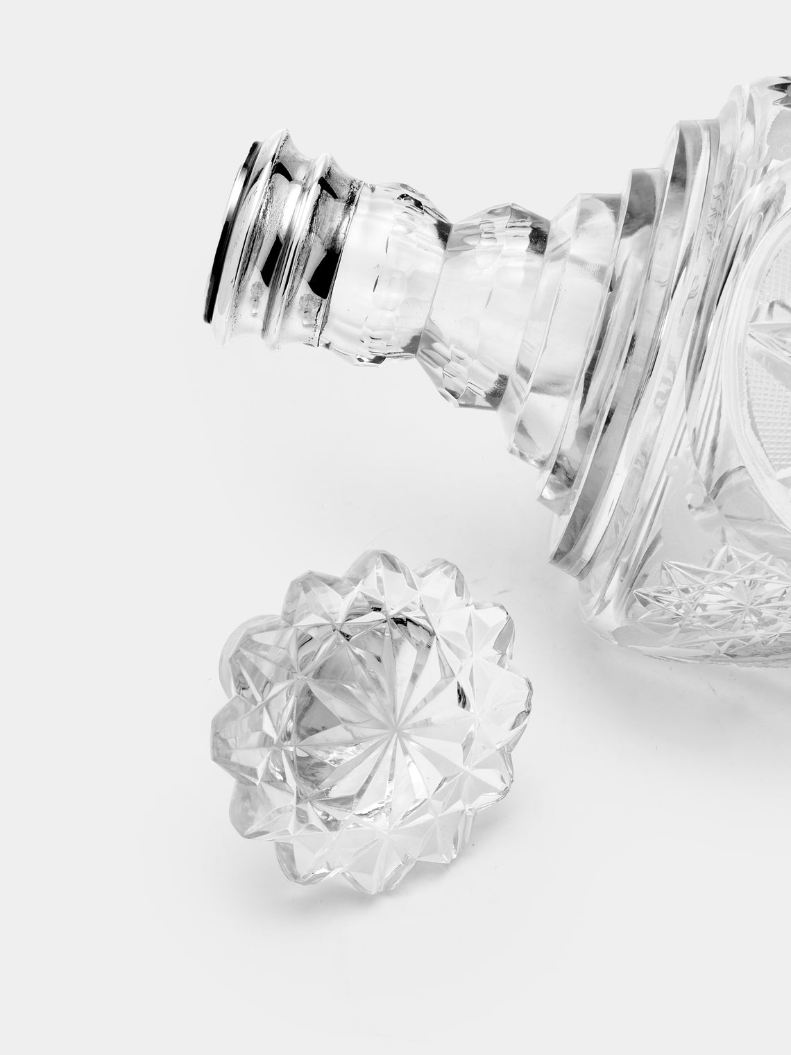 Antique and Vintage - 1830s Sterling Silver and Crystal Decanter -  - ABASK