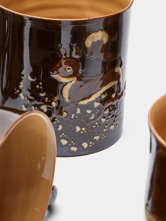 Poterie d’Évires - Animals Hand-Painted Ceramic Mugs (Set of 6) - Dark brown - ABASK