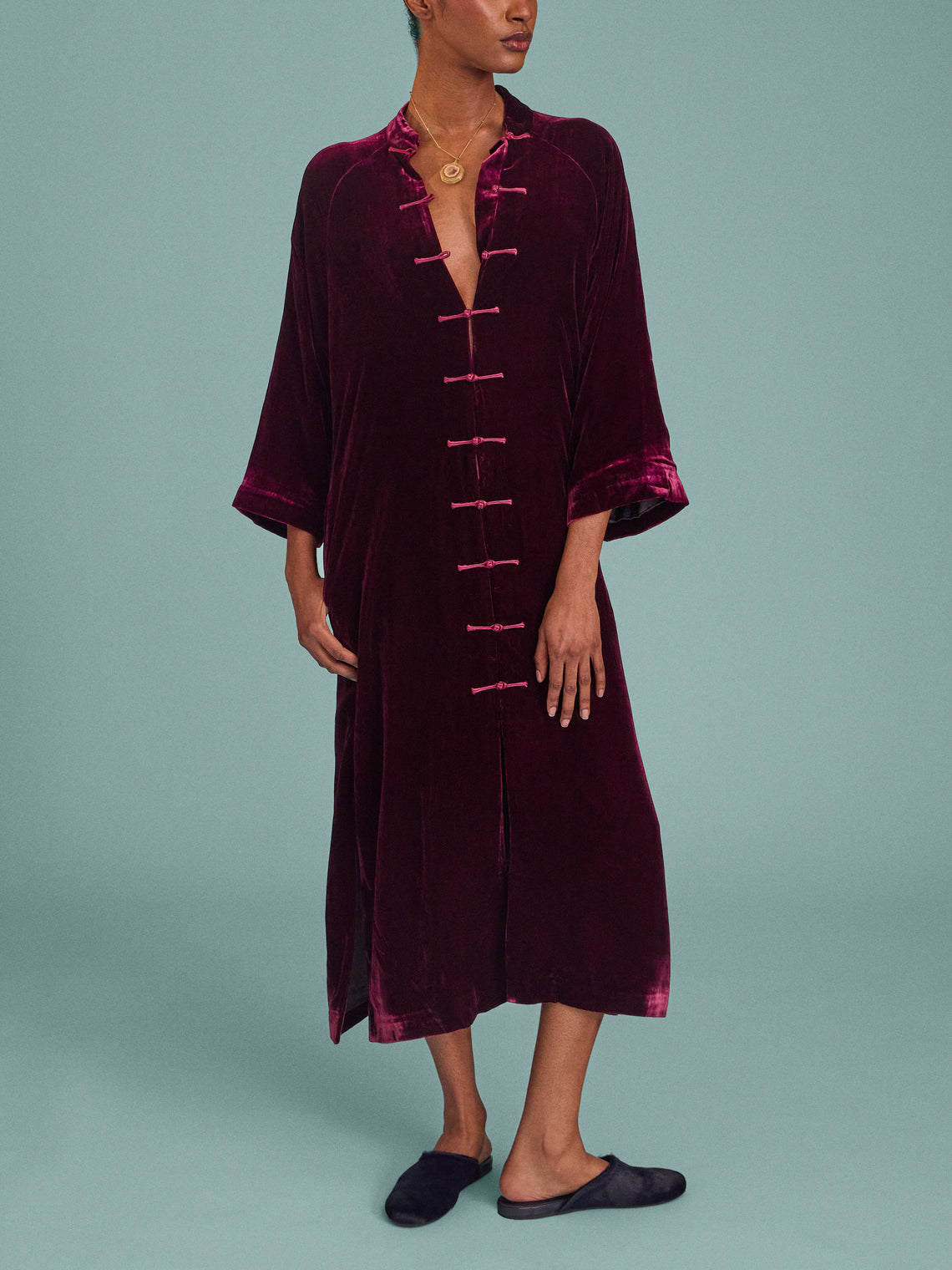 Yali Milano - Velvet Light Robe | Size: S - Red - ABASK