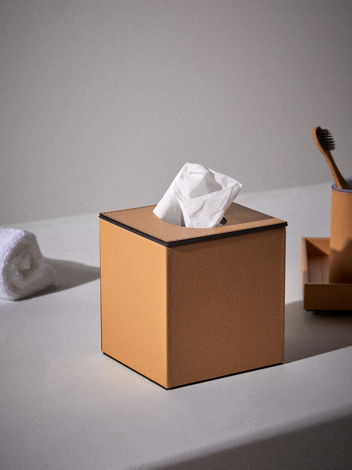 Pinetti - Leather Magnetic Tissue Box - Beige - ABASK