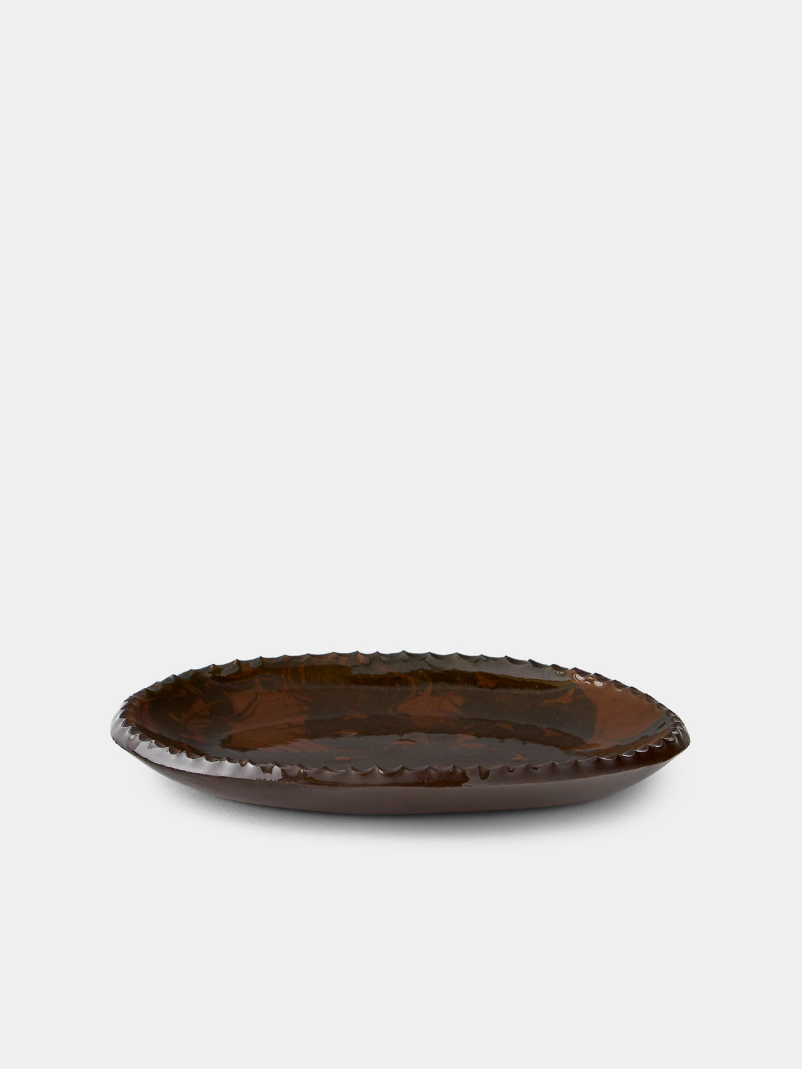 Aono Pottery - Slipware Oval Dish - Brown - ABASK
