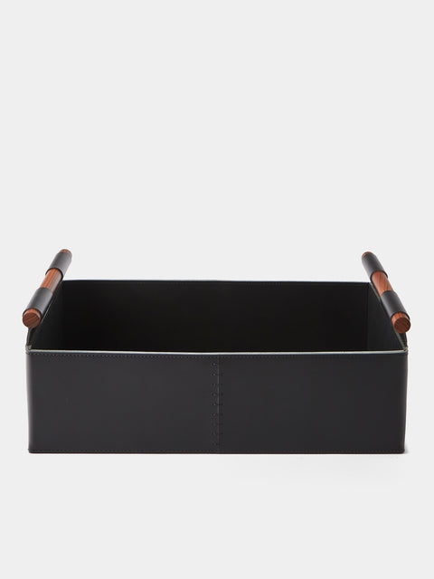 Rabitti 1969 - Beta Leather Rectangular Low Basket - Black - ABASK - 