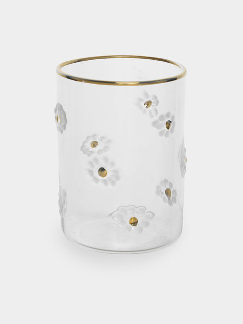 Alya Tannous - | Set of 6 | Daisy Water Glasses - Clear - ABASK - 
