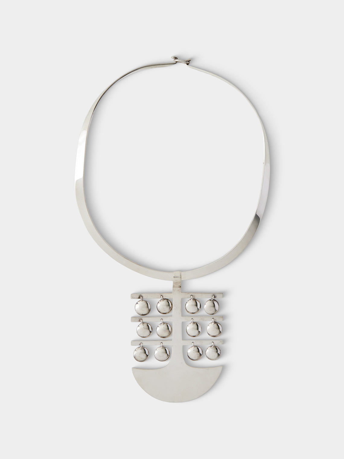 Mahnaz Collection - Vintage Oswaldo Guayasamín Sterling Silver Modernist Kinetic Pendant Necklace - Silver - ABASK - 