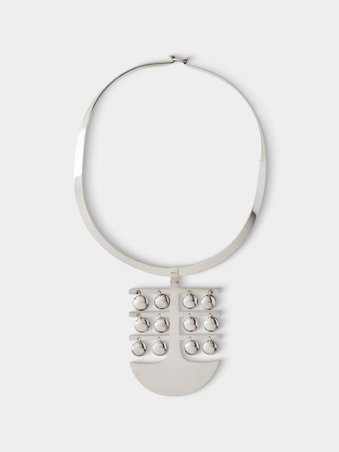 Mahnaz Collection - Vintage Oswaldo Guayasamín Sterling Silver Modernist Kinetic Pendant Necklace - Silver - ABASK - 