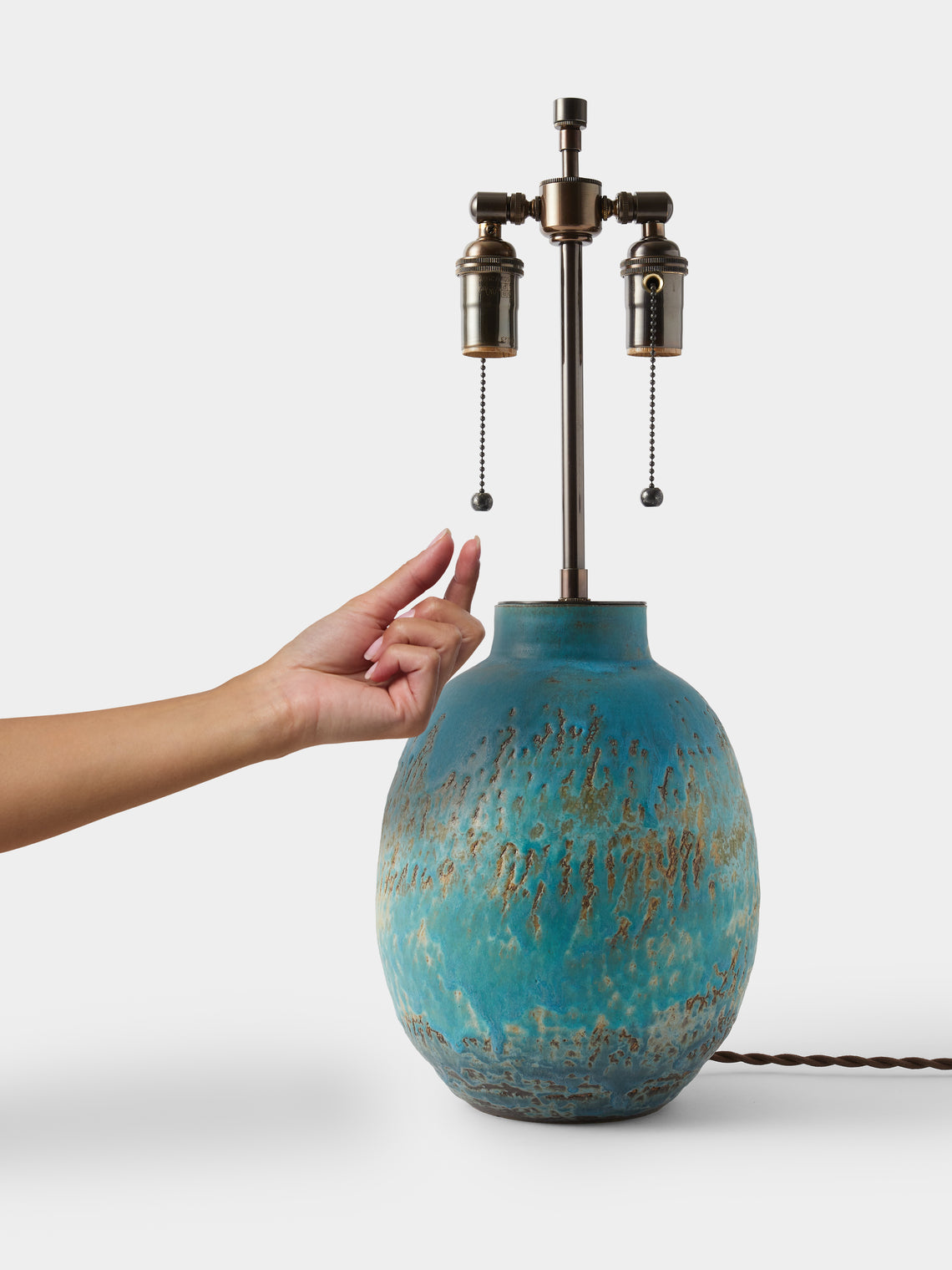 Peter Speliopoulos Projects - Hand-Glazed Stoneware Table Lamp - Blue - ABASK