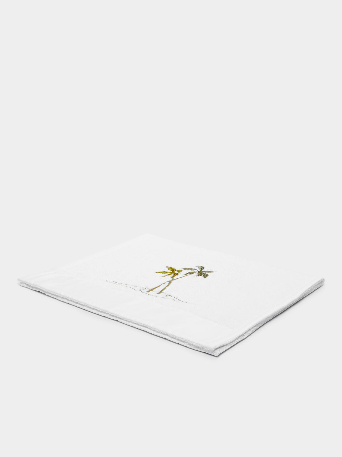Loretta Caponi - Palm Tree Hand-Embroidered Cotton Hand Towel -  - ABASK