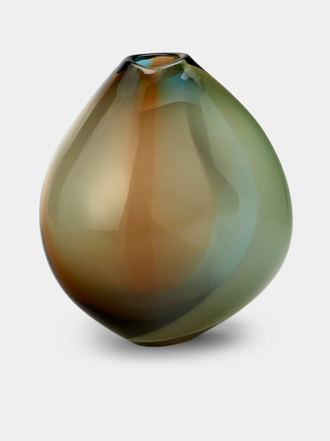 Michele Oberdieck - Conker Hand-Blown Glass Vase (9.5in/24cm) - Green - ABASK - 