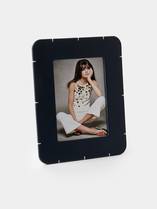 Otzi Studio - Billet Leather & Wood Photo Frame (7x5 inch Photo) - Blue - ABASK - 