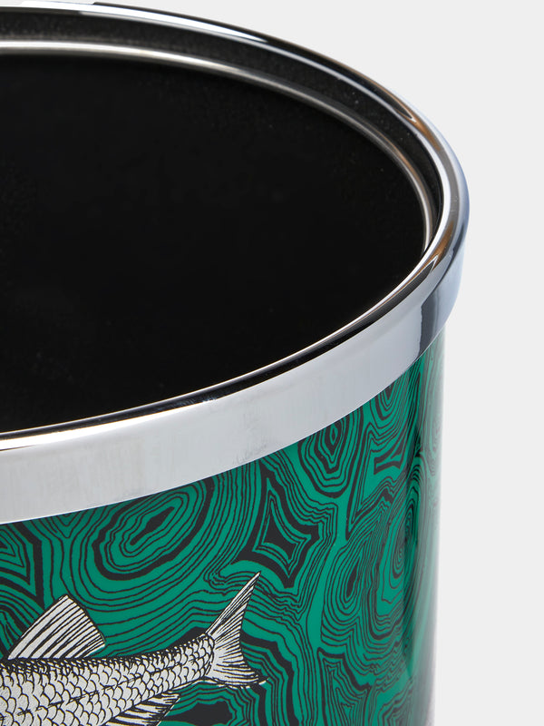 Fornasetti - Pesci Iron Wastepaper Bin - Green - ABASK