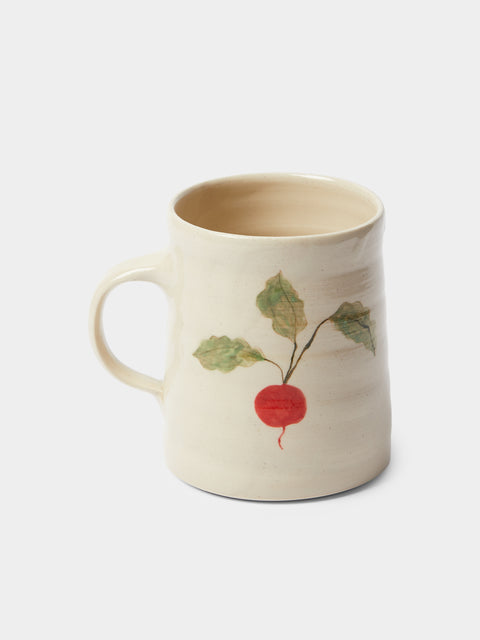 Liz Rowland - Radish Hand-Painted Ceramic Mug - White - ABASK - 