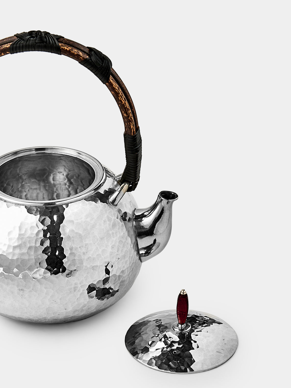 Seikado - Pewter and Scarlet Glass Teapot - Silver - ABASK