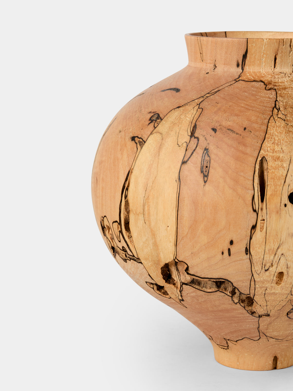 Iida Woodturning - Hand-Turned Maple Oil-Finish Vase (9in/23cm) - Brown - ABASK