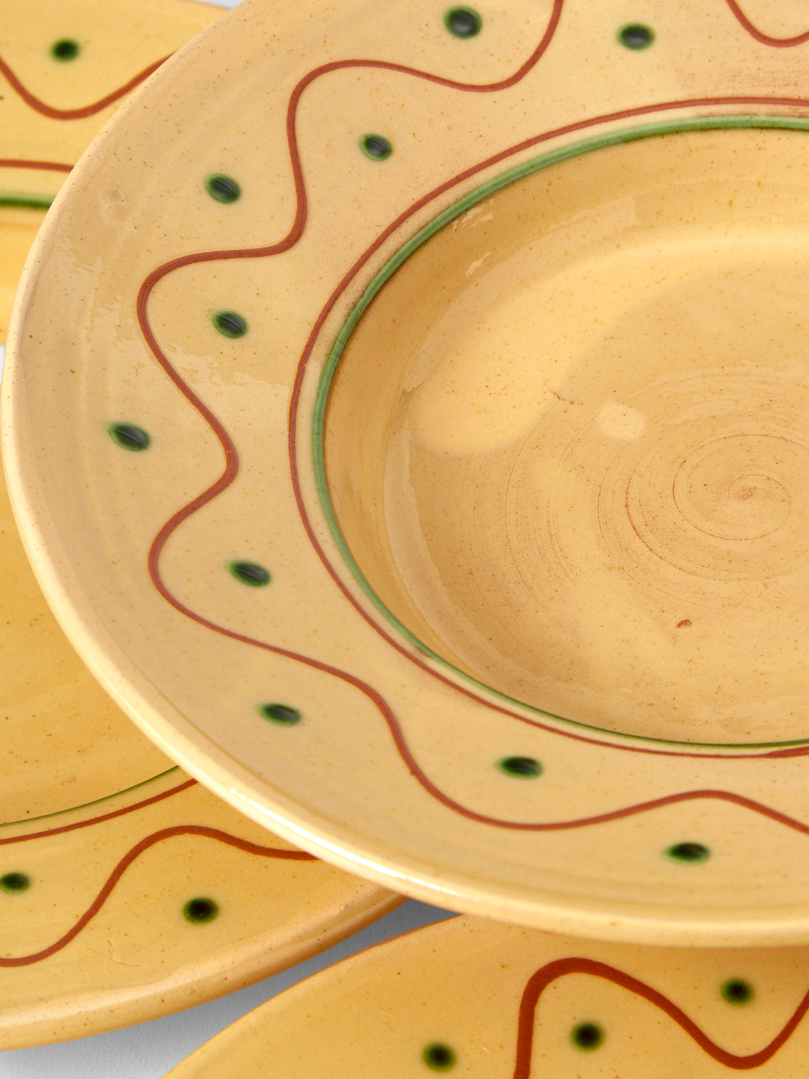 Poterie de Cliousclat - Hand-Painted Slipware Pasta Bowls (Set of 4) - Beige - ABASK
