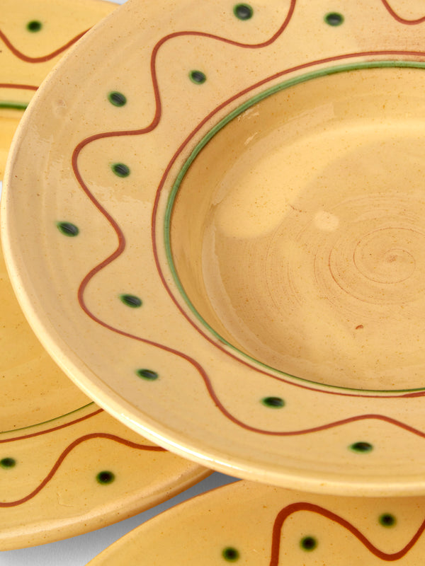 Poterie de Cliousclat - Hand-Painted Slipware Pasta Bowls (Set of 4) - Beige - ABASK